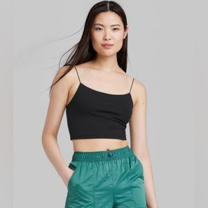 Dark Green Ribbed Camisole Top